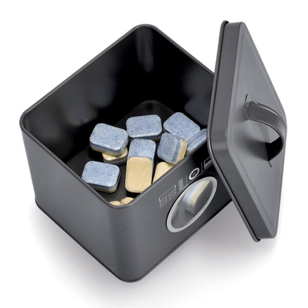 Zeller Wasmiddel/tablet bewaarblik - metaal - antraciet - met handvat -
