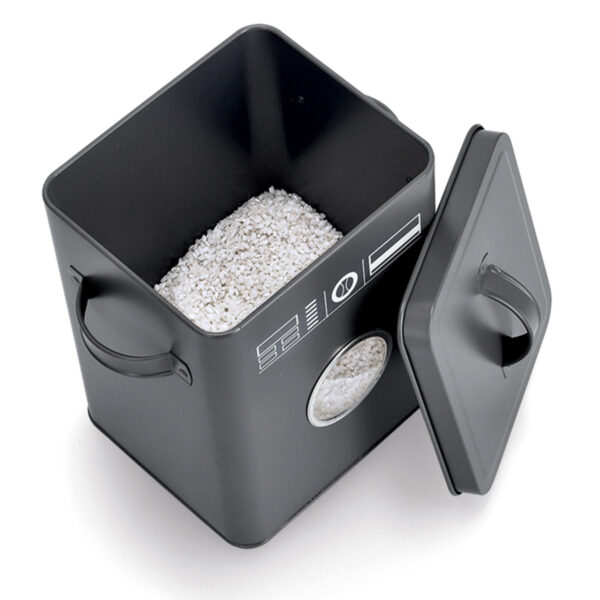 Zeller Wasmiddel/tablet bewaarblik - metaal - antraciet - deksel met handvat - 18 x 15 x 23 cm -