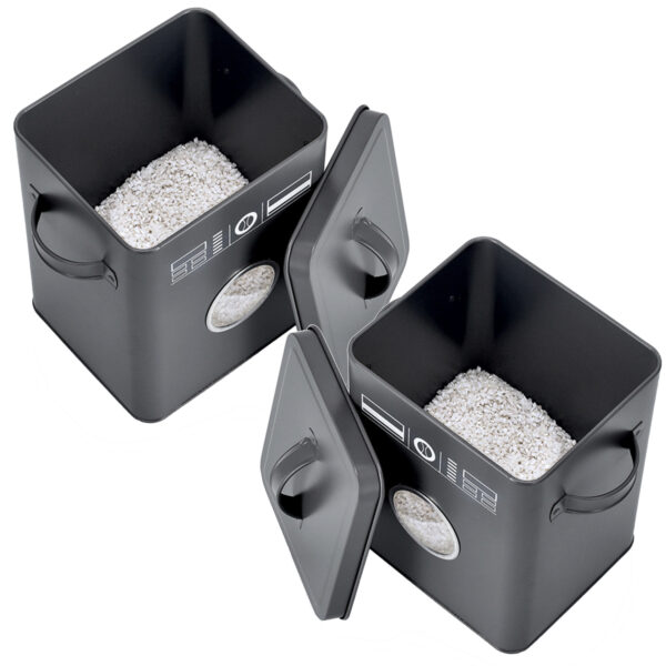 Zeller Wasmiddel/tablet bewaarblik - 2x - metaal - antraciet- 23 cm