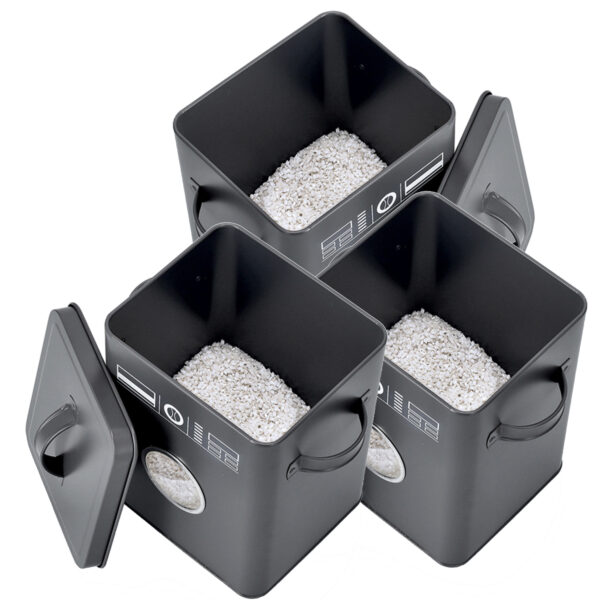 Zeller Wasmiddel/tablet bewaarblik - 3x - metaal - antraciet - 23 cm