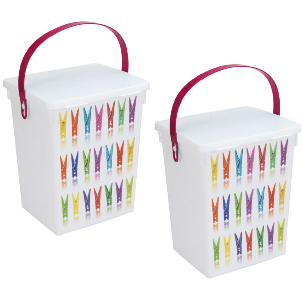 2x Wasmiddelboxen roze hengsel 5 liter 23 x 18 cm